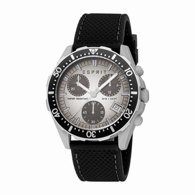 Esprit Gaia Men's Silver Dial Gray Silver Case Black Silicone Starp Watch