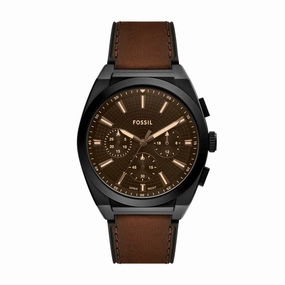 Everett Chronograph Brown Leather Watch