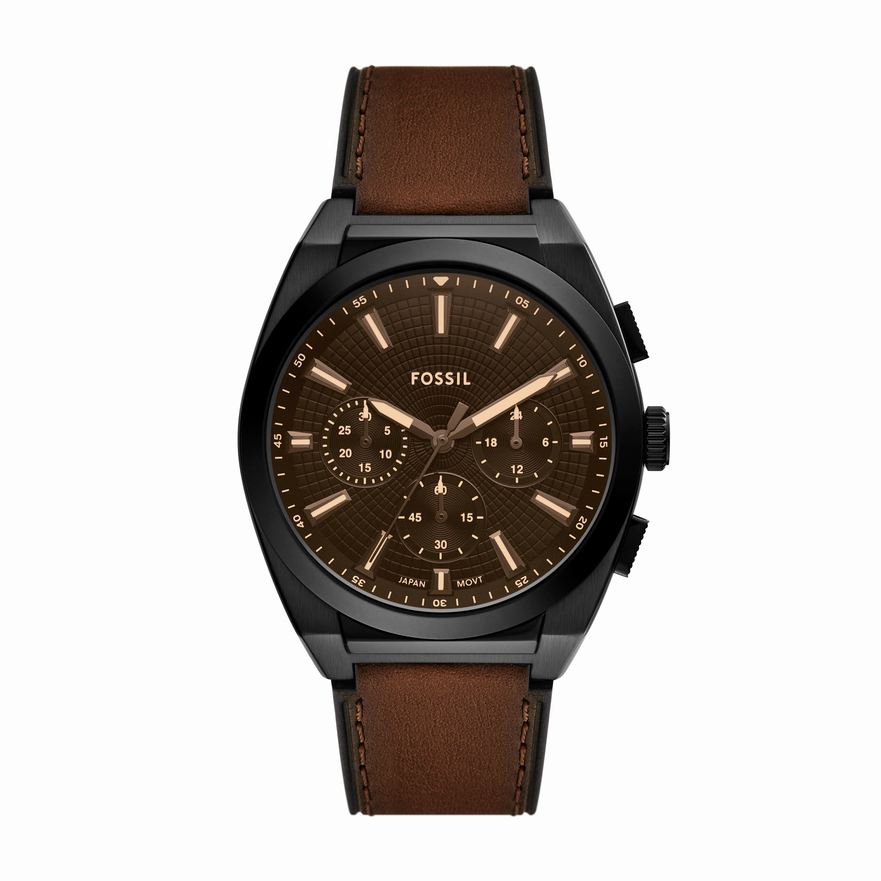 Everett Chronograph Brown Leather Watch