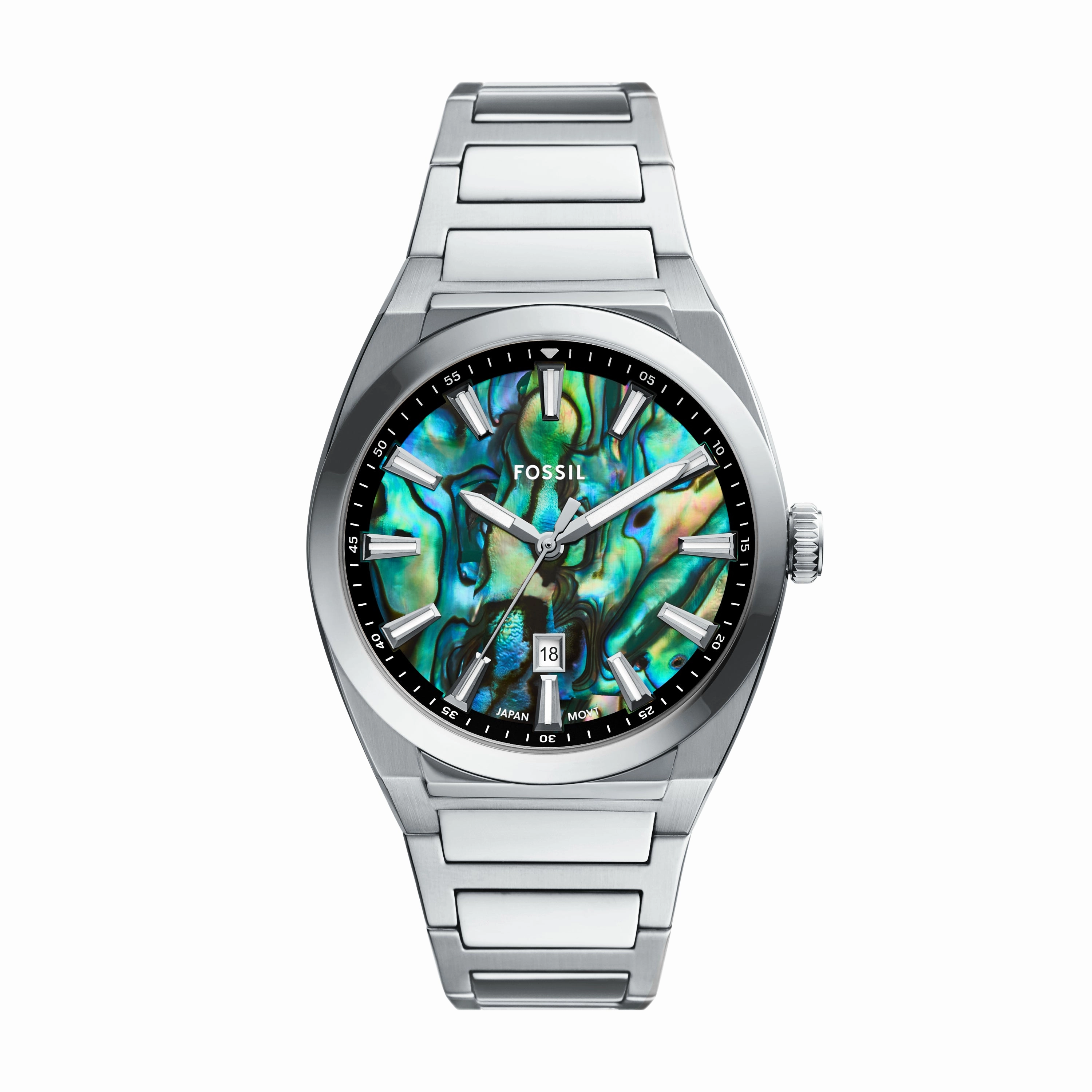 Everett Three-Hand Date Stainless Steel Watch