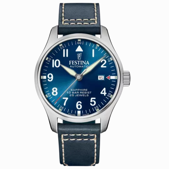 Festina  Automatic Gents Blue Dial with Blue Leather Strap Watch