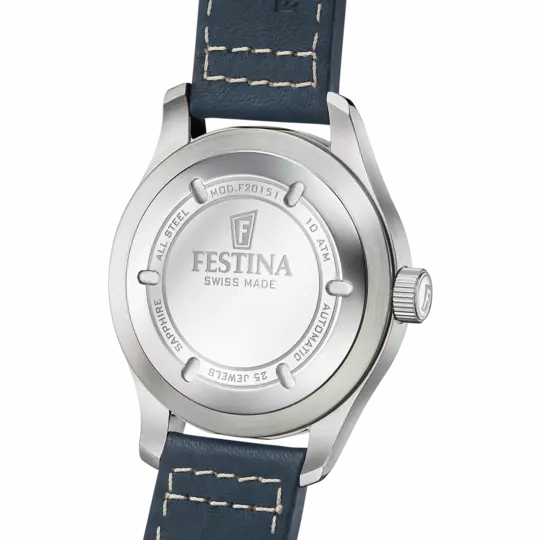 Festina  Automatic Gents Blue Dial with Blue Leather Strap Watch