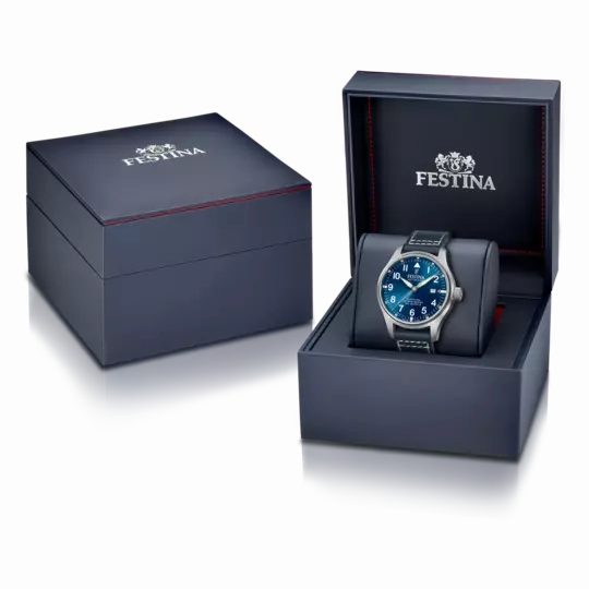 Festina  Automatic Gents Blue Dial with Blue Leather Strap Watch