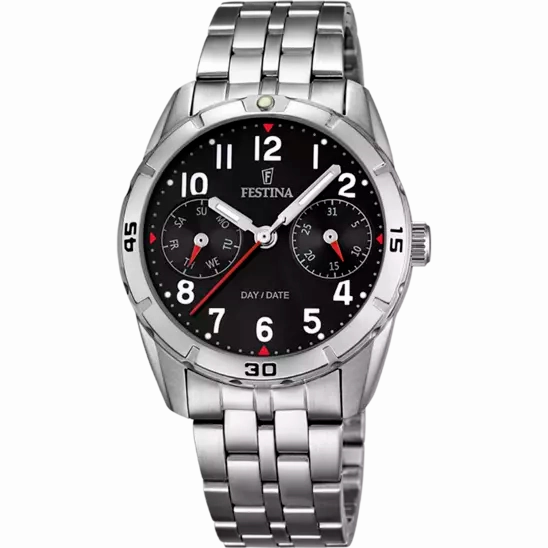 Festina Boy's Black Dial Silver Watch