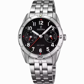 Festina Boy's Black Dial Silver Watch