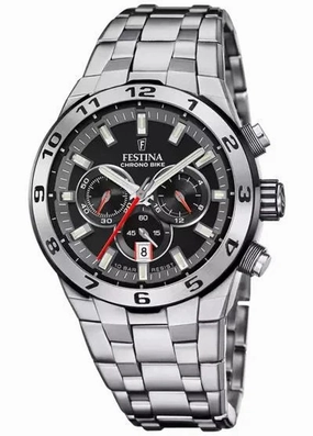 Festina Chrono Bike Genta Black Dial  Stainless Steel Bracelet Watch