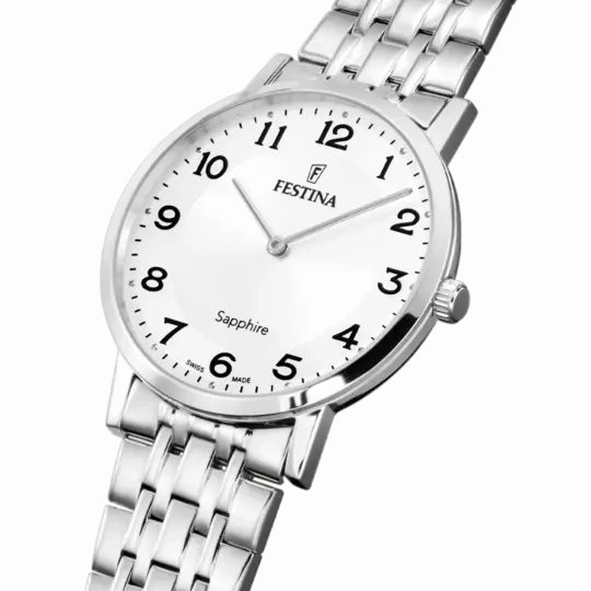 Festina Swiss Made Gents White Dial Stainless Steel Watch