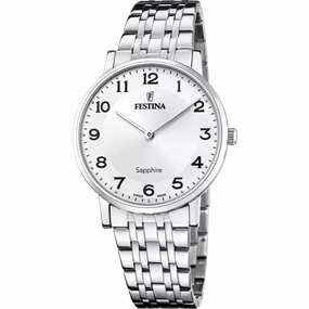 Festina Swiss Made Gents White Dial Stainless Steel Watch