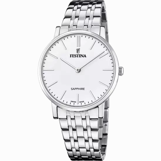 Festina Swiss Made Gents White Dial Stainless Steel Watch