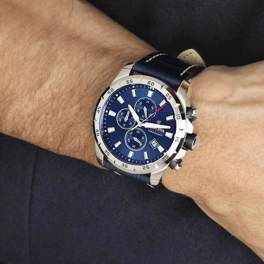 Festina Timeless Chrono Gents Blue Dial Blue Leather Strap Watch
