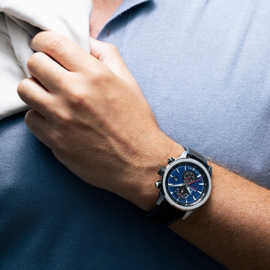 Festina Timeless Chronograph Gents Blue Dial Black Leather Strap Watch