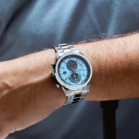 Festina Timeless Chronograph Gents Light Blue Dial Stainless Steel Watch