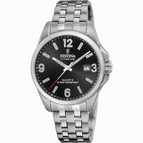Festina Titanium Gents Black Dial Watch