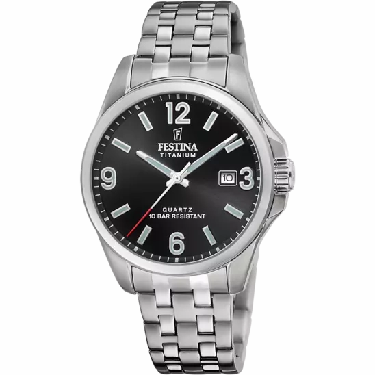 Festina Titanium Gents Black Dial Watch