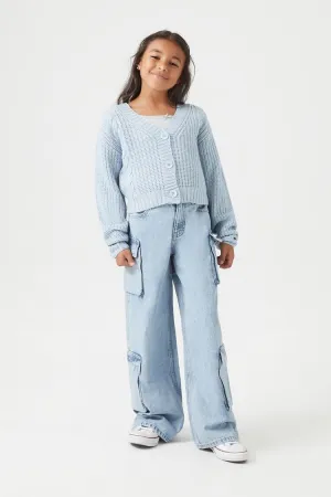 Forever 21 Girls Rhinestone Cargo Jeans (Kids) Light Denim Forever 21