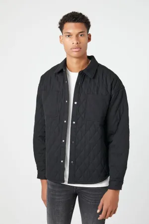 Forever 21 Men's Diamond Quilted Shacket Black Forever 21