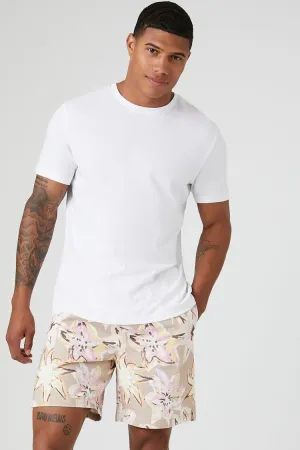Forever 21 Men's Floral Print Drawstring Shorts Taupe/Multi Forever 21