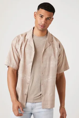 Forever 21 Men's Jacquard Print Short-Sleeve Shirt Mocha Forever 21
