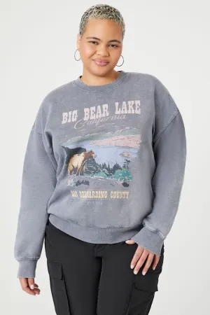 Forever 21 Plus Women's Big Bear Lake Graphic Pullover Charcoal/Multi Forever 21
