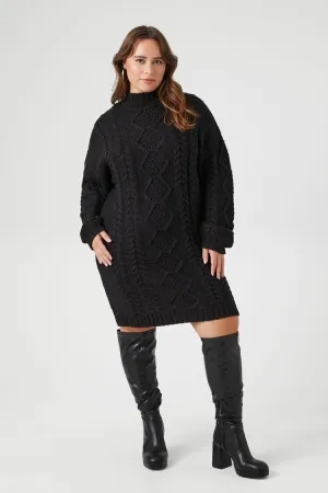 Forever 21 Plus Women's Cable Knit Sweater Winter Dress Black Forever 21