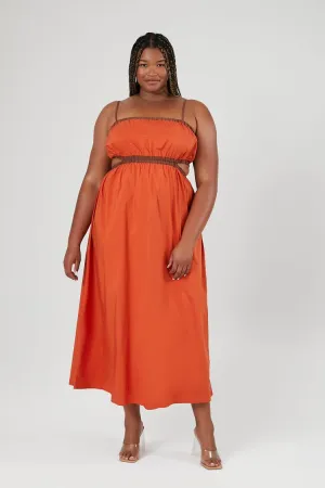 Forever 21 Plus Women's Cutout Cami Maxi Long Dress Sunset/Brown Forever 21