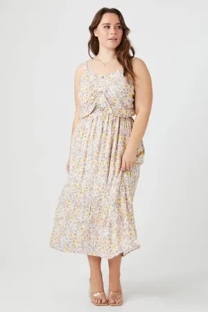 Forever 21 Plus Women's Ditsy Floral Maxi Long Dress Ivory/Multi Forever 21