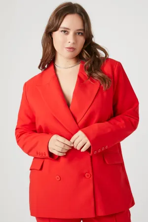 Forever 21 Plus Women's Double-Breasted Blazer Red Forever 21