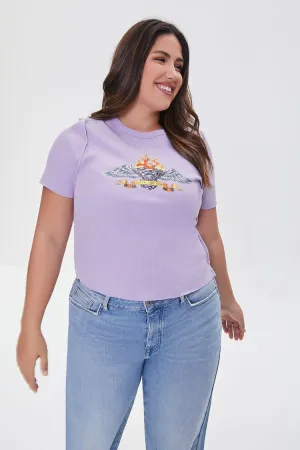 Forever 21 Plus Women's Drive Me Mad T-Shirt Purple/Multi Forever 21