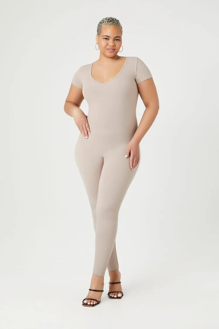 Forever 21 Plus Women's Fitted V-Neck Jumpsuit Goat Forever 21
