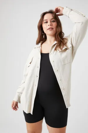 Forever 21 Plus Women's French Terry Shacket Beige Forever 21