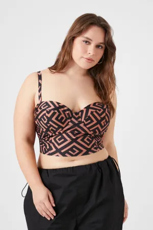 Forever 21 Plus Women's Geo Print Bustier Cami Brown/Black Forever 21