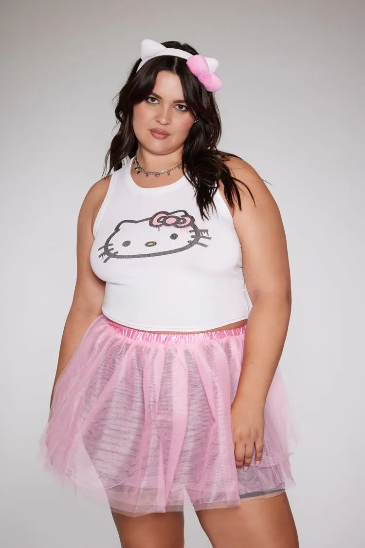 Forever 21 Plus Women's Hello Kitty Top Skirt & Headband Set Pink/Multi Forever 21