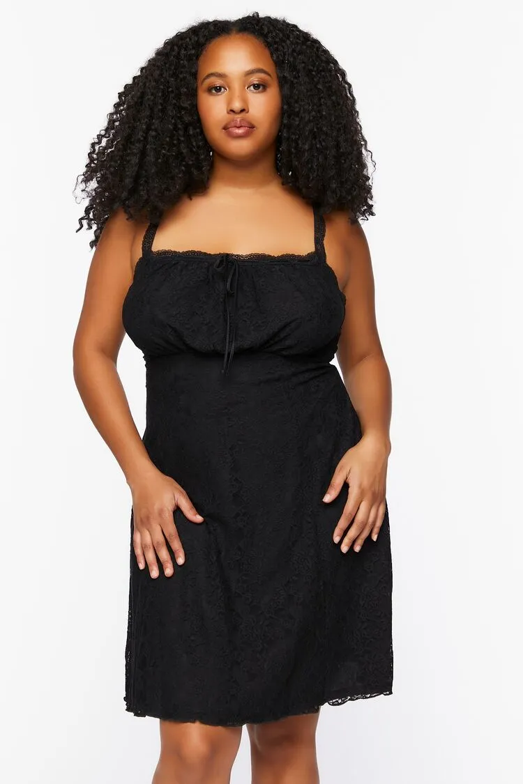 Forever 21 Plus Women's Lace Cami Mini Dress Black Forever 21