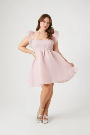 Forever 21 Plus Women's Organza Mini Dress Light Pink Forever 21