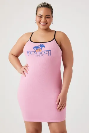 Forever 21 Plus Women's Palm Beach Florida Dress Pink/Multi Forever 21