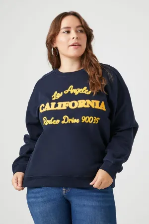 Forever 21 Plus Women's Rodeo Drive Graphic Fleece Pullover Navy/Multi Forever 21