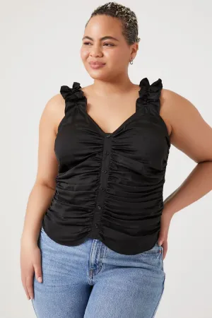Forever 21 Plus Women's Ruffle-Strap Top Black Forever 21