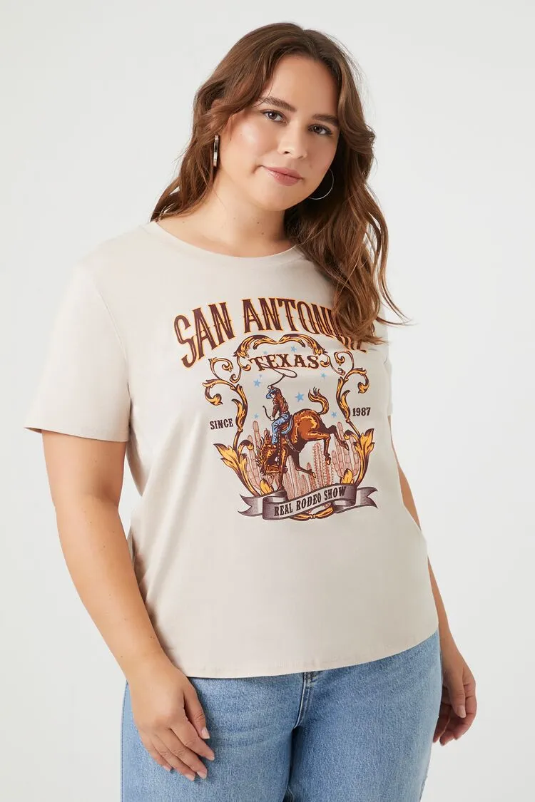 Forever 21 Plus Women's San Antonio Texas Graphic T-Shirt White/Multi Forever 21