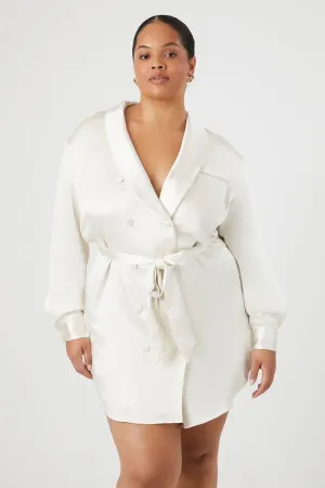 Forever 21 Plus Women's Satin Blazer Dress Vanilla Forever 21