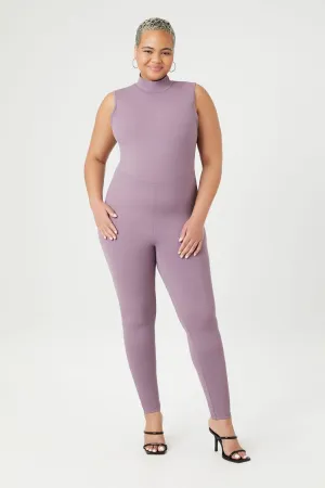 Forever 21 Plus Women's Sleeveless Mock Neck Jumpsuit Grape Shake Forever 21