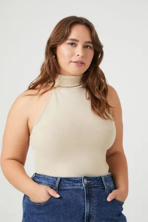 Forever 21 Plus Women's Sleeveless Turtleneck Top Taupe Forever 21