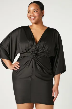 Forever 21 Plus Women's Twist-Front Mini Dress Black Forever 21