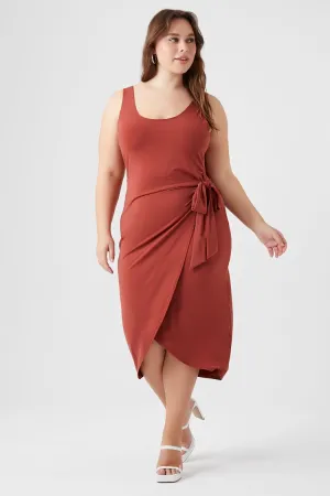 Forever 21 Plus Women's Wrap Tulip Midi Dress Brown Forever 21