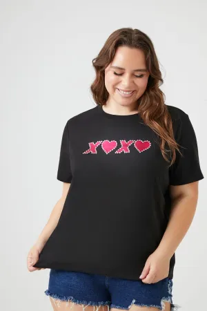 Forever 21 Plus Women's XOXO Heart Graphic T-Shirt Black/Multi Forever 21