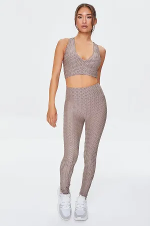Forever 21 Women's Active Honeycomb Leggings Taupe Forever 21