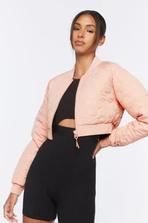 Forever 21 Women's Active Quilted Bomber Jacket Blush Forever 21