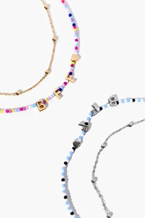 Forever 21 Women's Beaded BFF Necklace Set Gold/Multi Forever 21