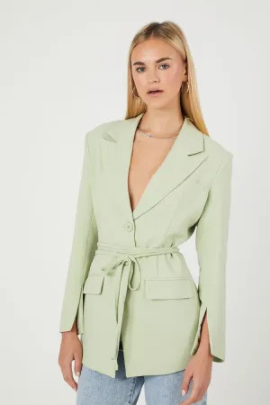 Forever 21 Women's Belted Cutout Blazer Light Green Forever 21