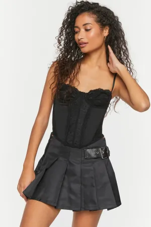 Forever 21 Women's Belted Pleated Mini Skirt Black Forever 21