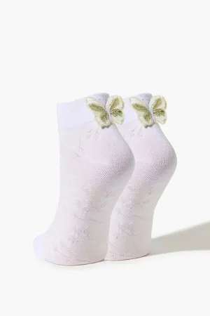 Forever 21 Women's Butterfly Applique Ankle Socks White Forever 21